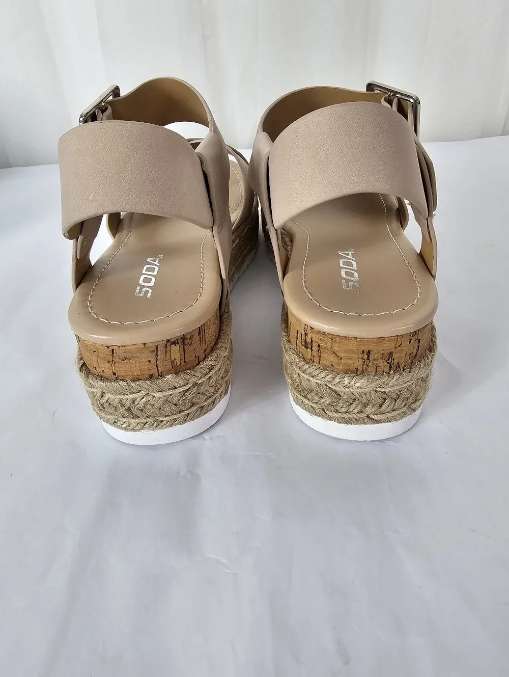 Soda Fortuna-S Espadrille Platform Wedge Sandals Jute Coastal 8.5 NEW